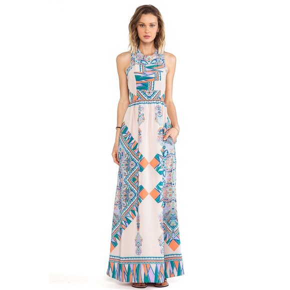 Lovers + Friends Kitty Cat Maxi Dress & and Criss Cross Straps Strappy Backless - Picture 2 of 10